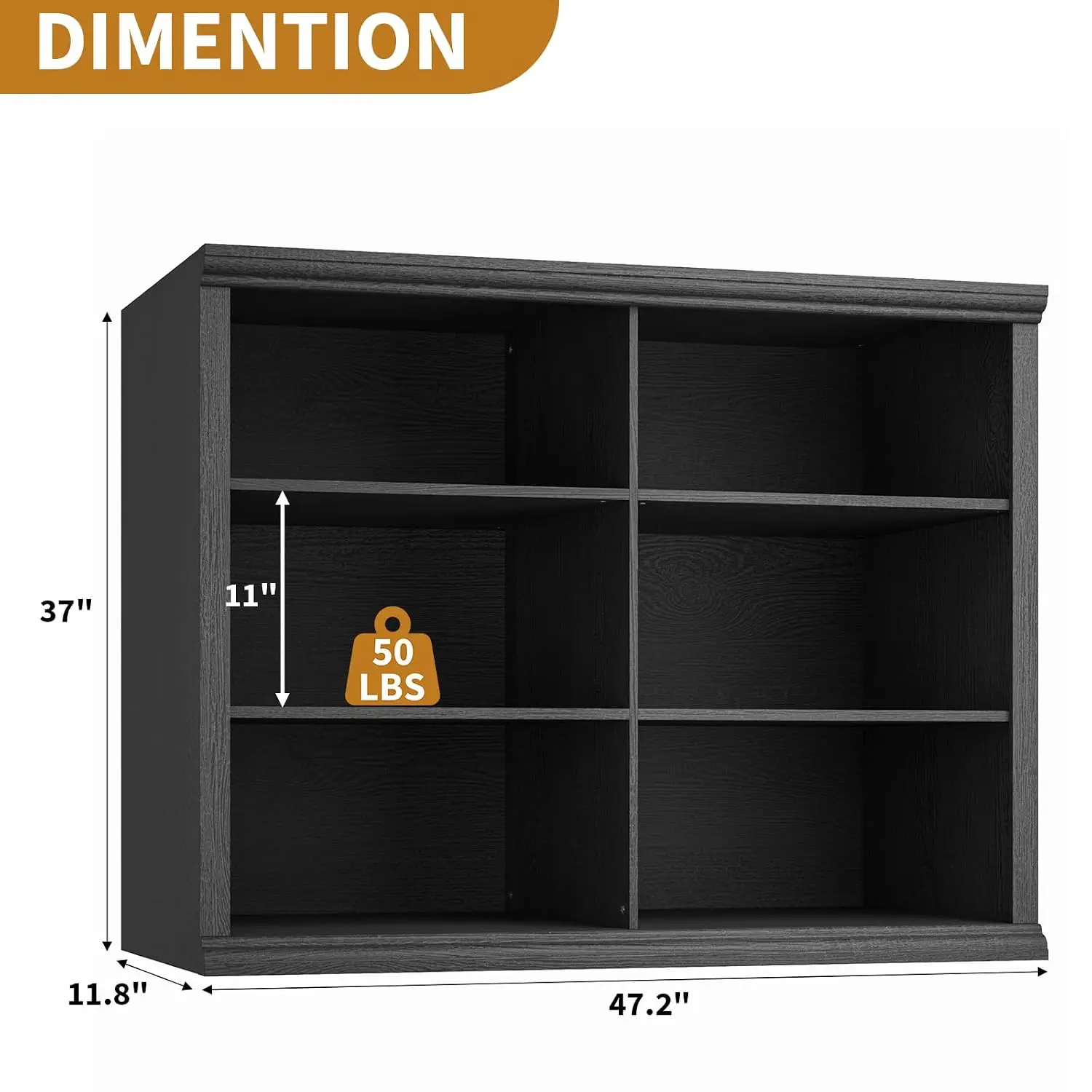 3-Tier Wide Bookcase 47.2