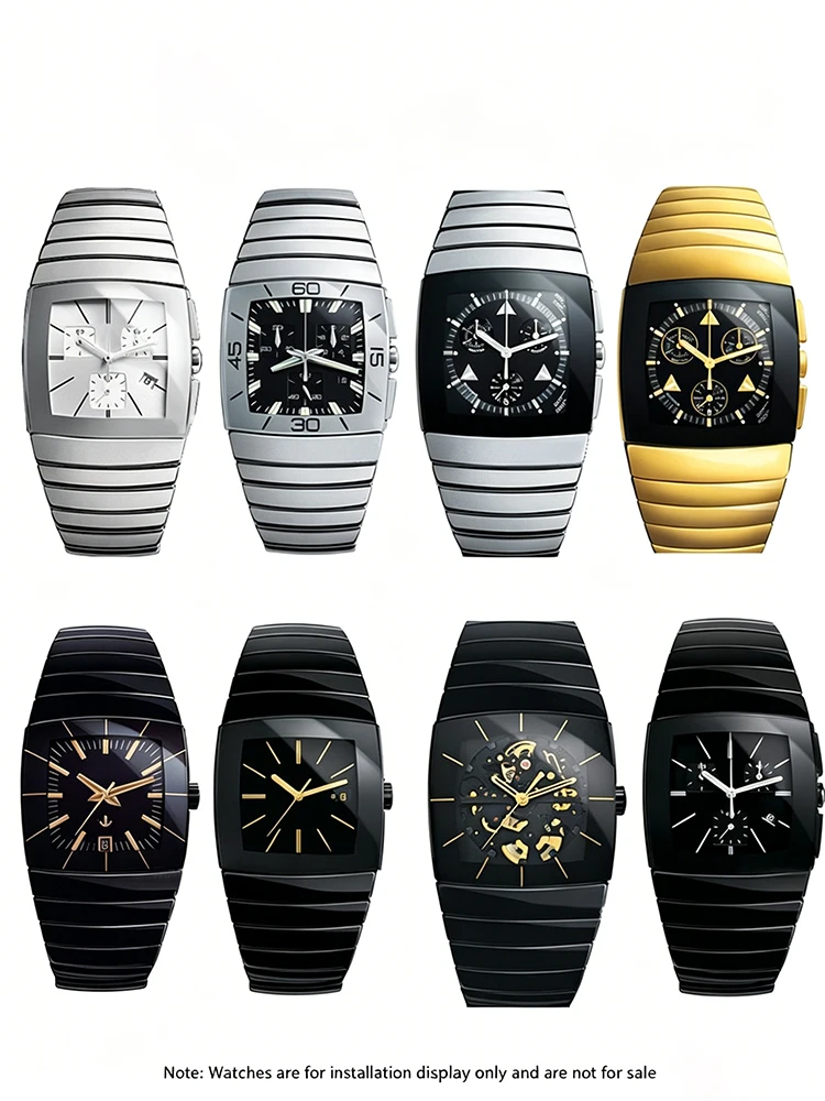Square Domed Mineral Watch Crystal 33.9x31.9mm Silver/Black Edge For Rado Sintra Men 34.8mm Dial Watch Glass  Replacement Parts view 4