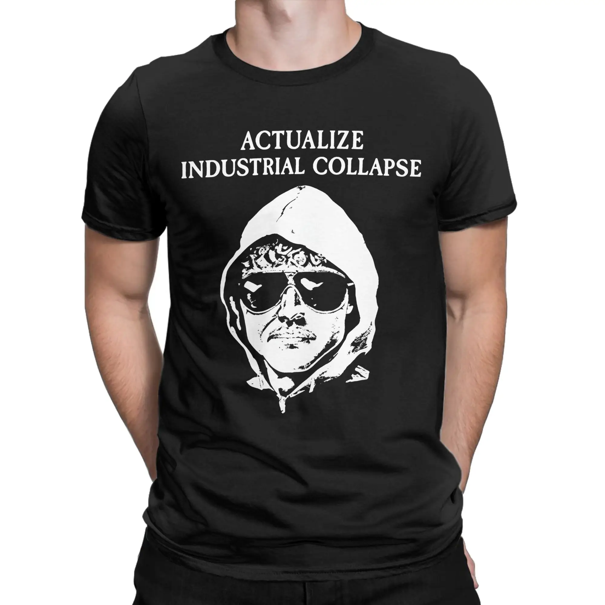 Ted Kaczynski Actualize Industrial Collapse T Shirts 100% Cotton Funny T-Shirts Crew Neck  Tee Shirt Short Sleeve Tops Plus Size