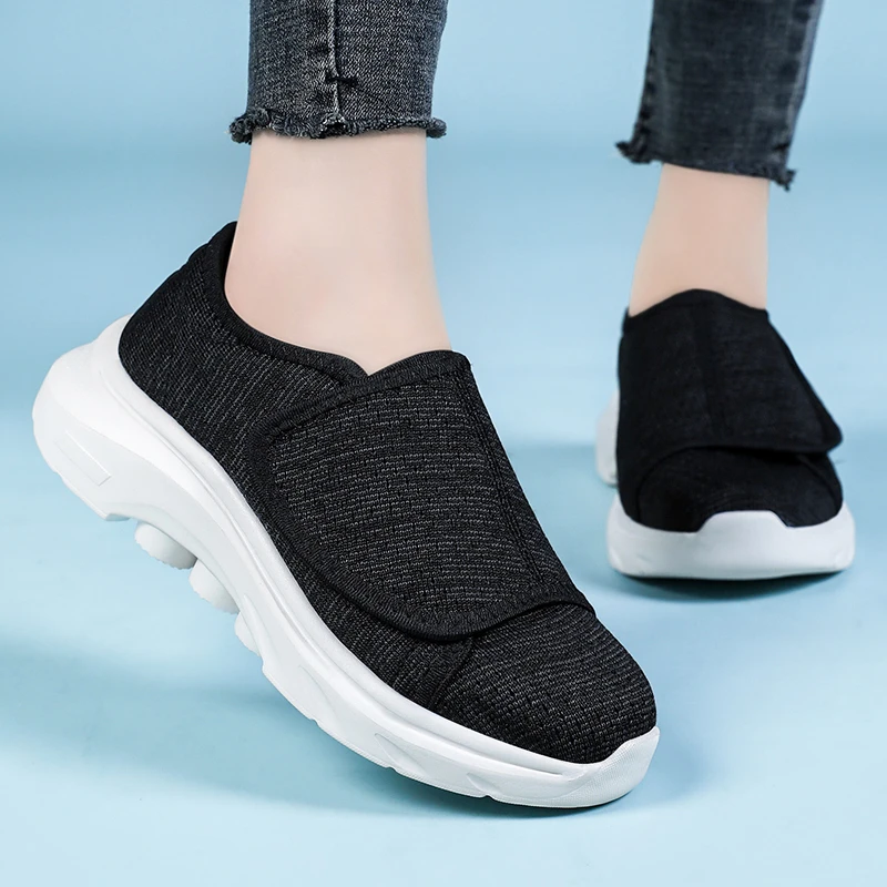 النساء جراحة العظام أقدام واسعة تورم المشي حذاء كاجوال الإبهام Eversion ضبط لينة مريحة أحذية السكري الأحذية القماشية