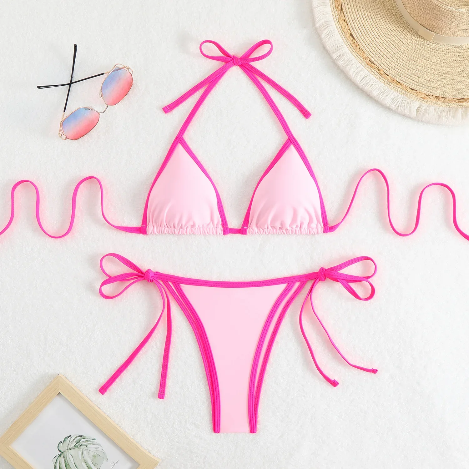 

2025 Triangle Halter Bikini Sexy Brazilian Swimsuit Women String Swimwear Female Bathers Bathing Swimming Swim Suit Beachwear
