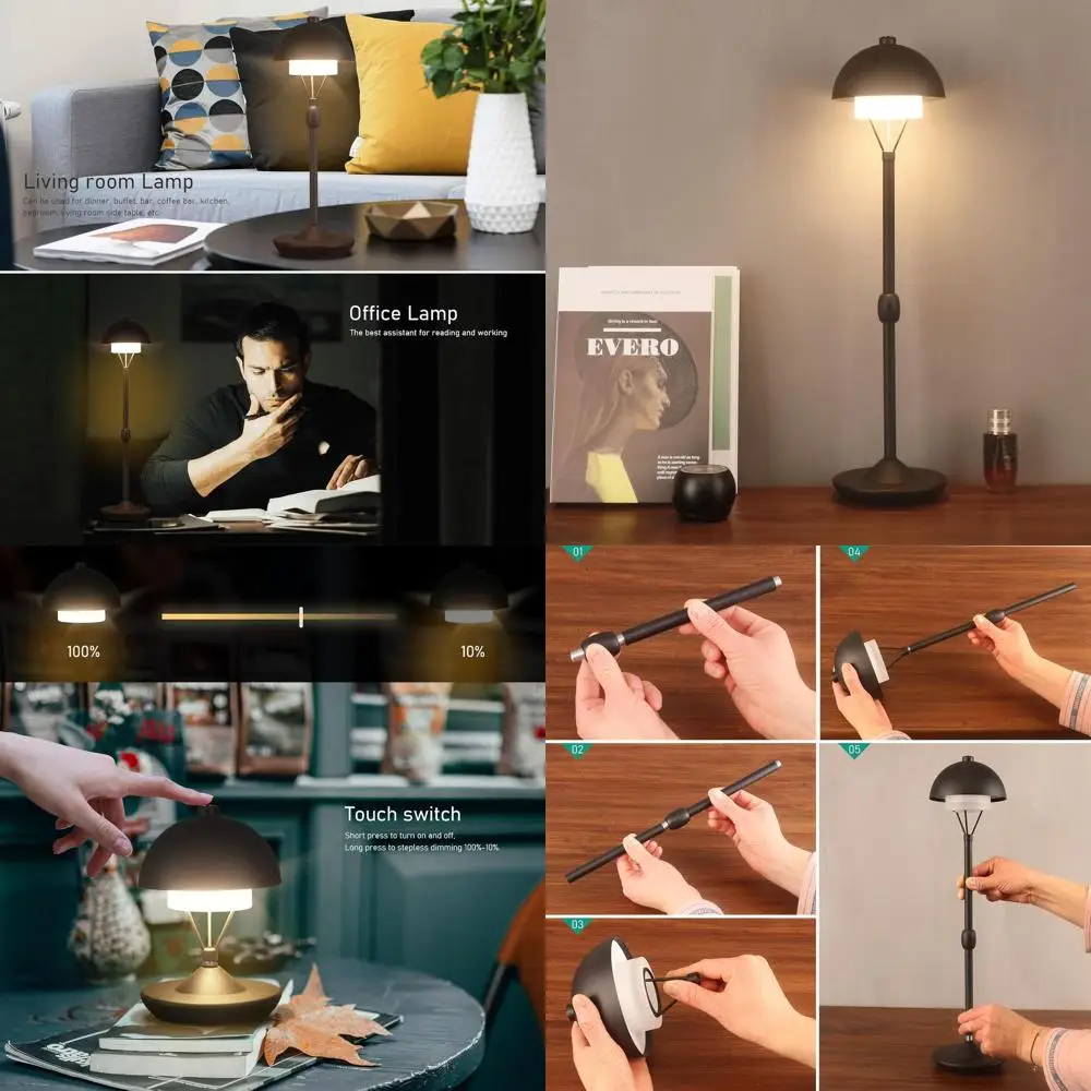 

Портативная перезаряжаемая светодиодная настольная лампа с теплым светом 2700K, зарядкой через USB-C, идеально подходит для спальни, ресторана, бара и в качестве ночника.