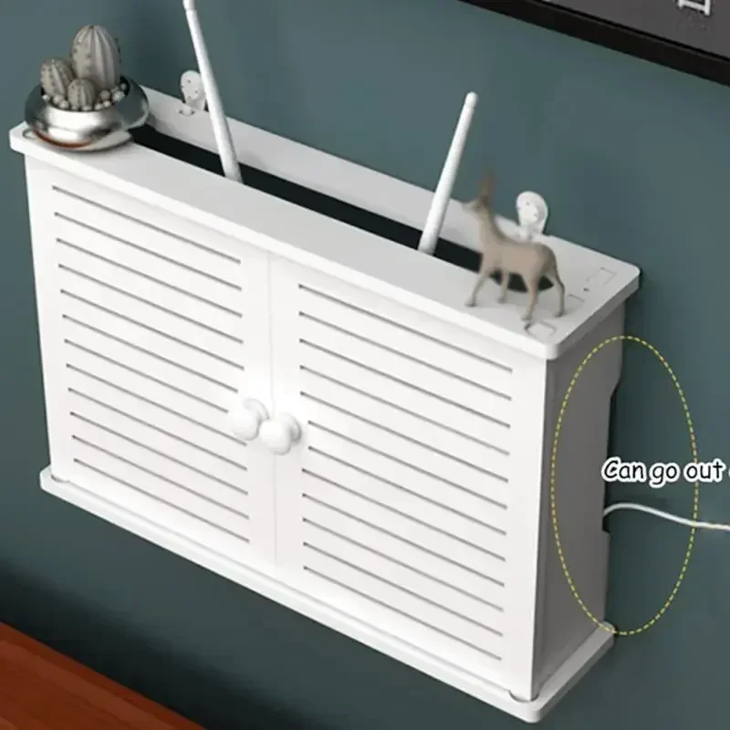 Wall Hanging Plug Board Bracket Cable Organizer PVC Panel Shelf Wall Wireless Wifi Router Rack Mounted Storage Box Home Decor