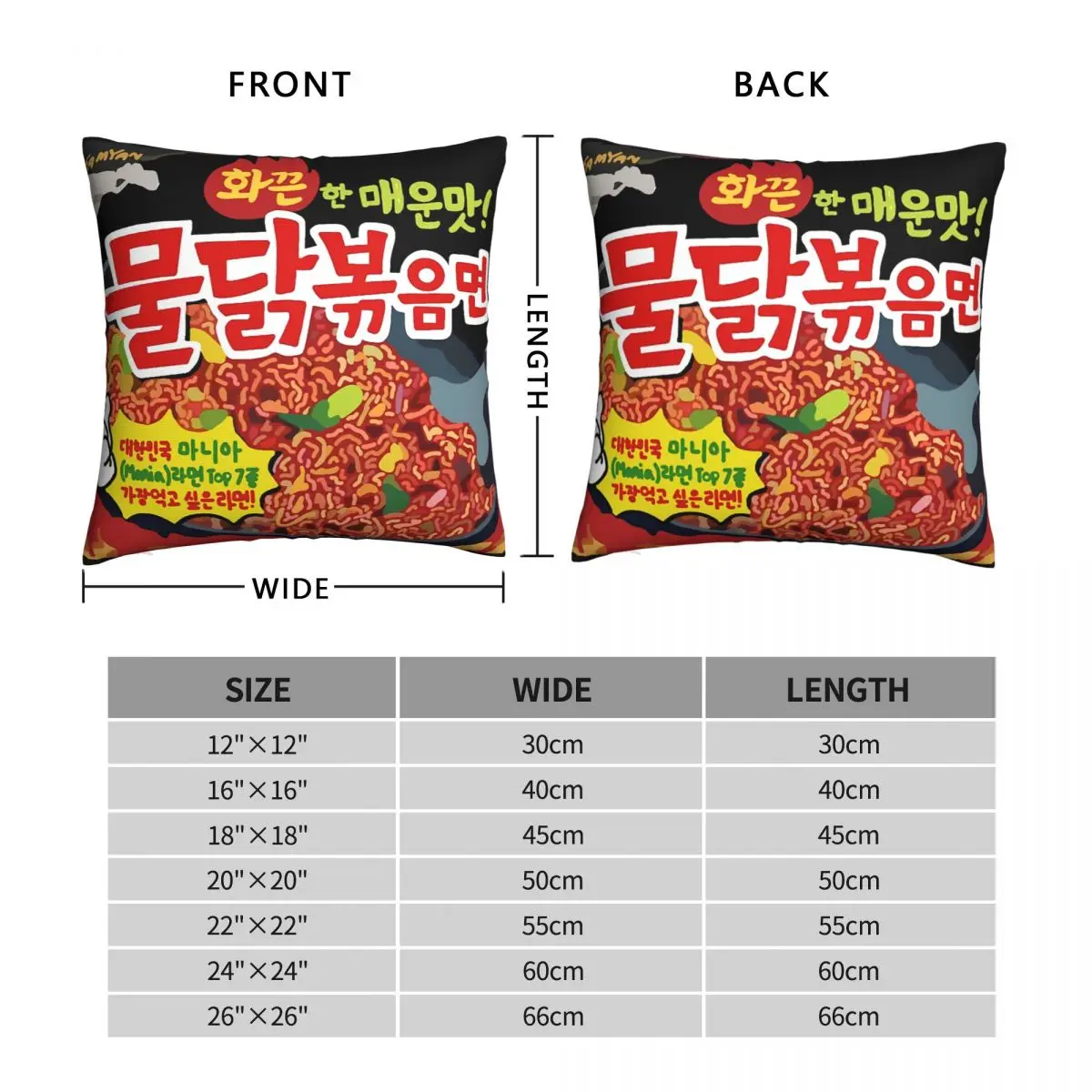 Korean Spicy Noodles Throw Pillow Case Meme Backpack Cushions Covers DIY Printed Washable For Chair Decor