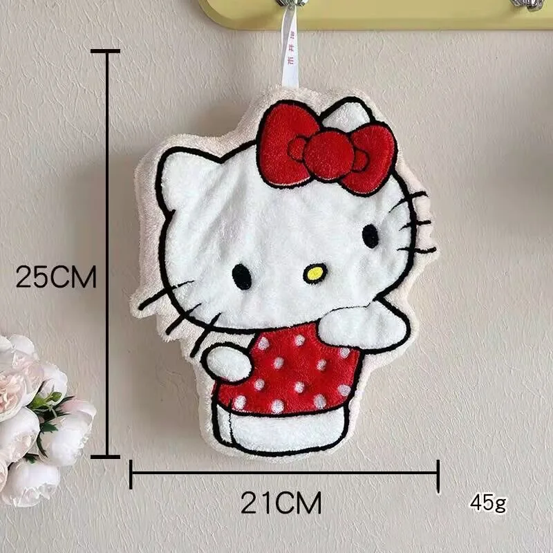 منشفة يد ماصة للرسوم المتحركة من الصوف المرجاني كاواي سانريو، منشفة معلقة ناعمة على شكل لطيف، عنصر صغير للحمام والمطبخ #6