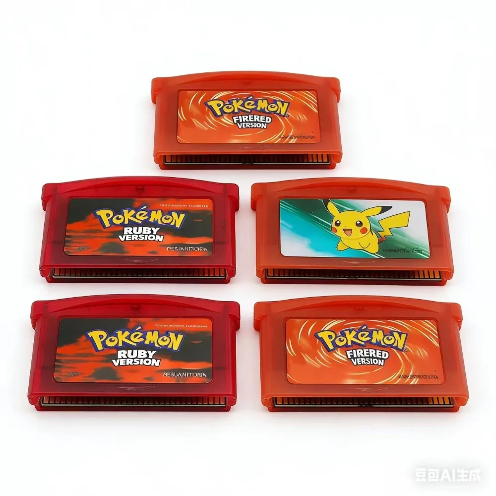 32Bit HQ Pokémon GBA Cartridge Game Boy Advance Emerald FireRed LeafGreen Sapphire Ruby Game Card view 3
