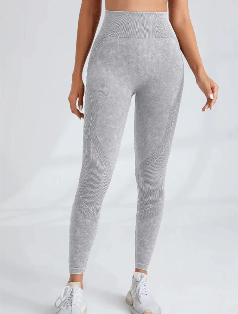 Frauen Nahtlose Turnhalle Hohe Taille Yoga Hosen Hüfte Heben Outdoor Sport Enge Taille Brief Sand Gewaschen Hosen Übung Yoga Leggings – Detail 11