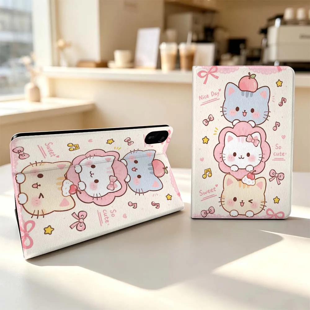 Cute Cat Stack Pink Fashion For Xiaomi Poco Redmi Pad 8 2 4 5 6 6S 7 7S SE Pro Max 14 11 8.7 11.2 12.5 Inch Tablet Case