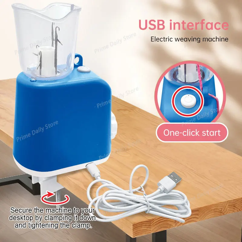 USB Powered Automatic Knitting Device, Electric Hand Crochet Assistant for DIY Yarn Craft, Braiding & Weaving Auxiliary Gadget