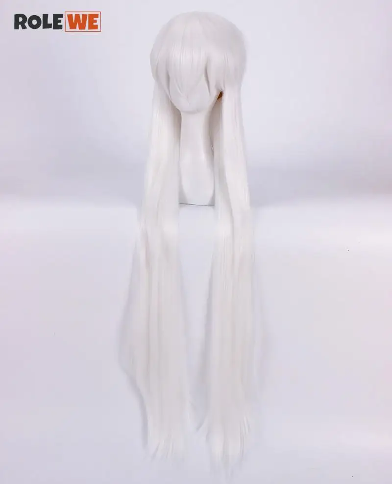 Inmkasha Sesshoumaru Cosplay Perruques, 100cm de Long, Style Blanc, Degré de Chaleur, Cheveux Synthétiques, Bonnet