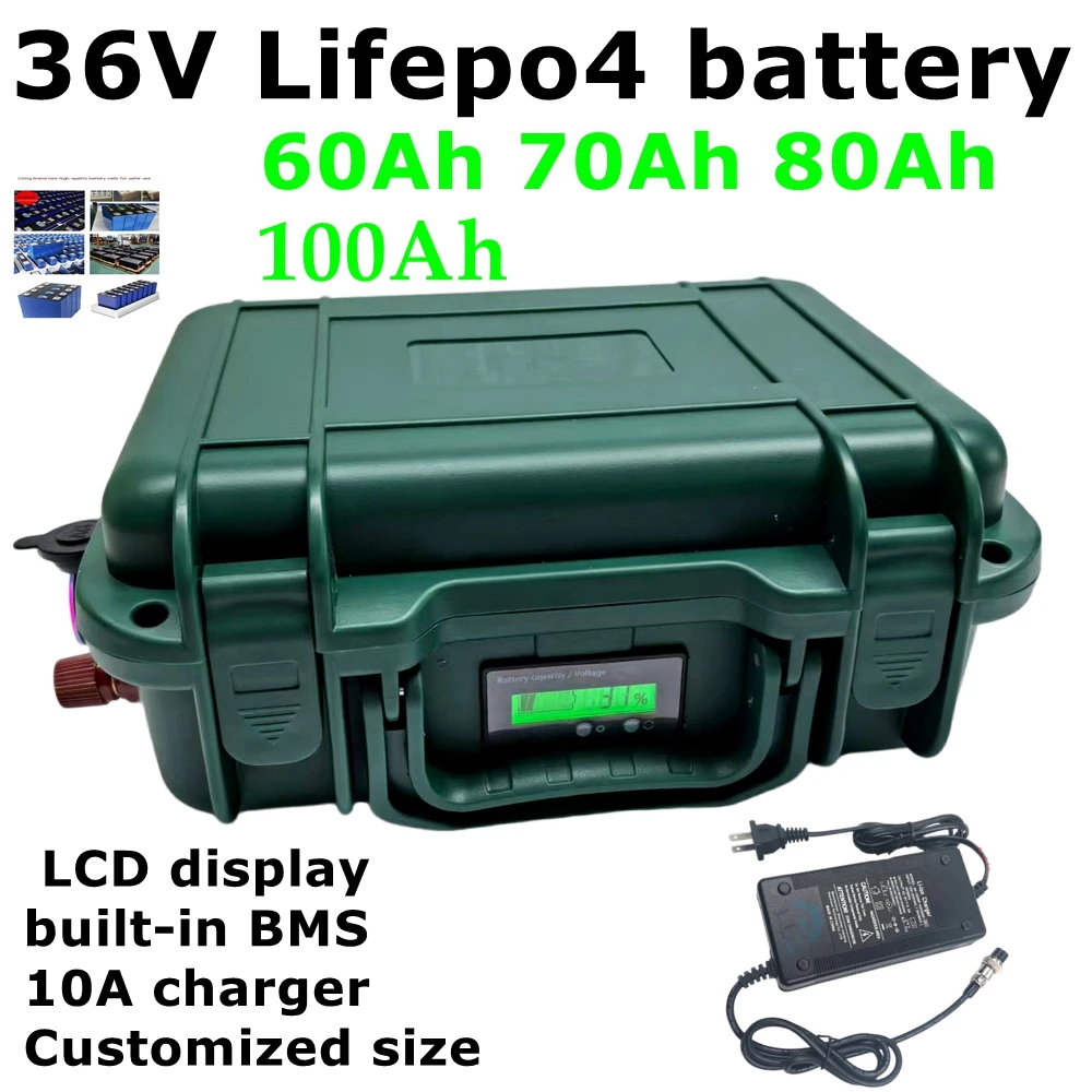 

36V 100Ah 70Ah 60Ah 80Ah liFepo4 battery BMS for boat motor UPS solar system solar street light EV+ 43.8v 10A charger