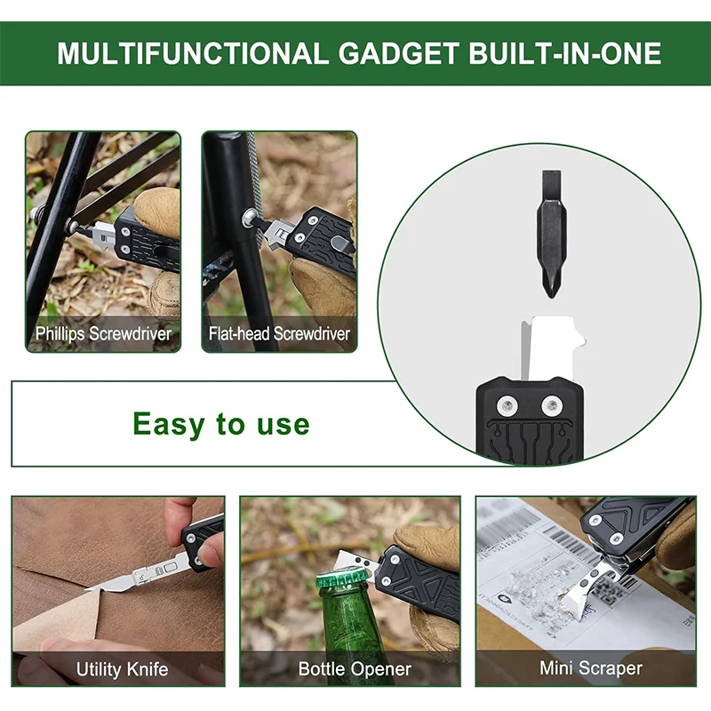 NexTool E1 Pocket Multi Tool 10 in 1 EDC Strumenti multifunzionali Coltello da intaglio sostituibile Forbici pieghevoli Cacciavite Raschietto