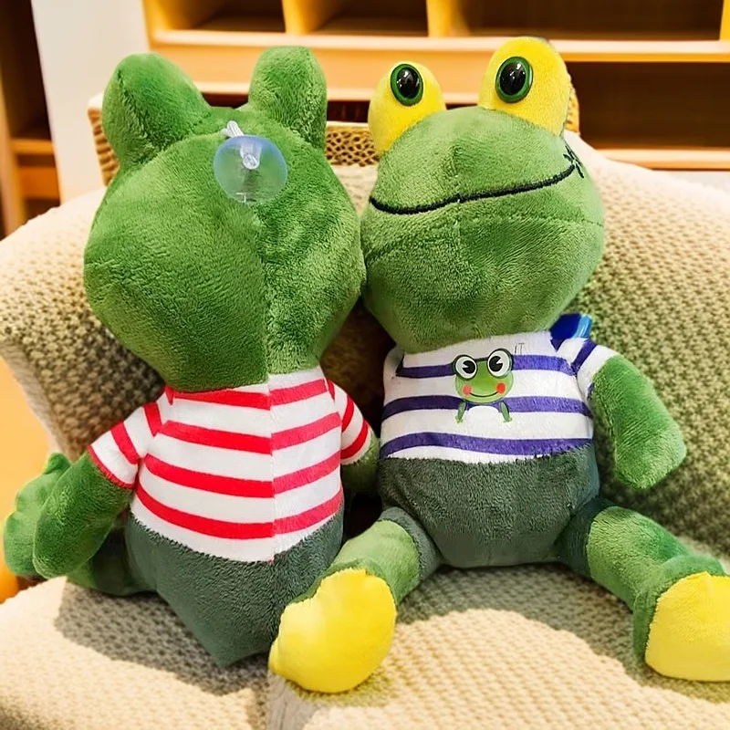 28CM Cartoon Striped Cute New Frog Plush Toy Kawaii Big Eye Frog Dollsperfect for Children's Festival Birthday Gifts