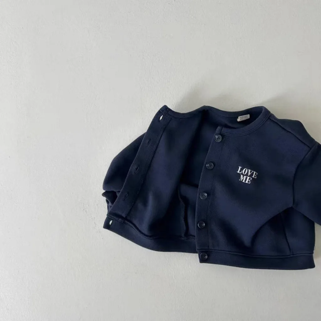 2024 Autumn New Baby Long Sleeve Letter Jacket Infant Girl Cotton Coat Toddler Boy Casual Cardigan Children Clothes