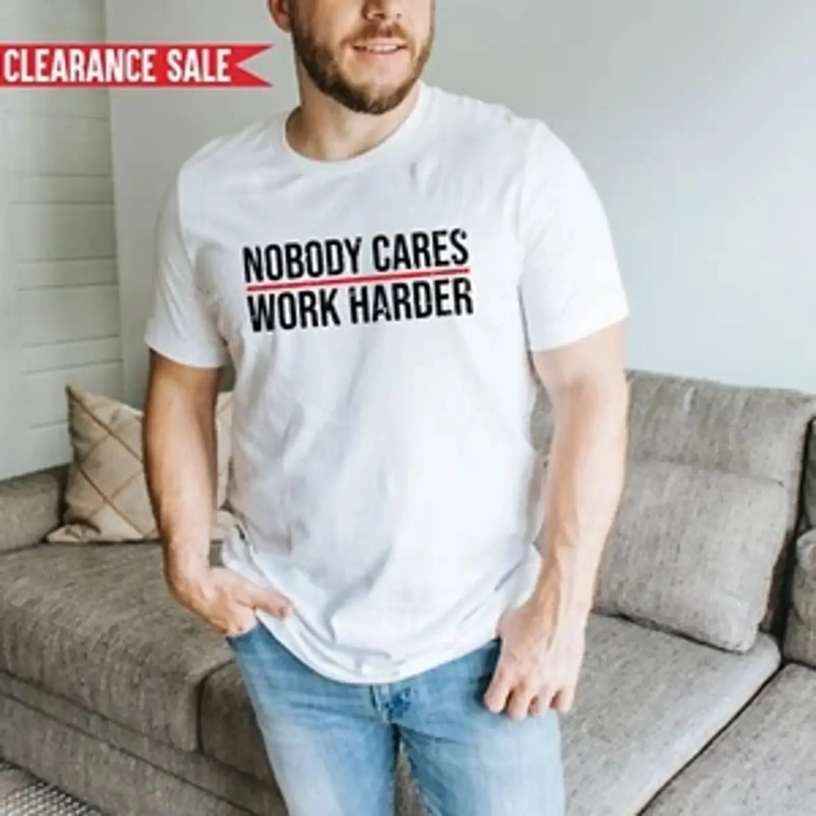 T Shirt Nobody Cares Work Harder bedruckt lustig Motivation Geburtstag Geschenk Top vintage Washed Versatile