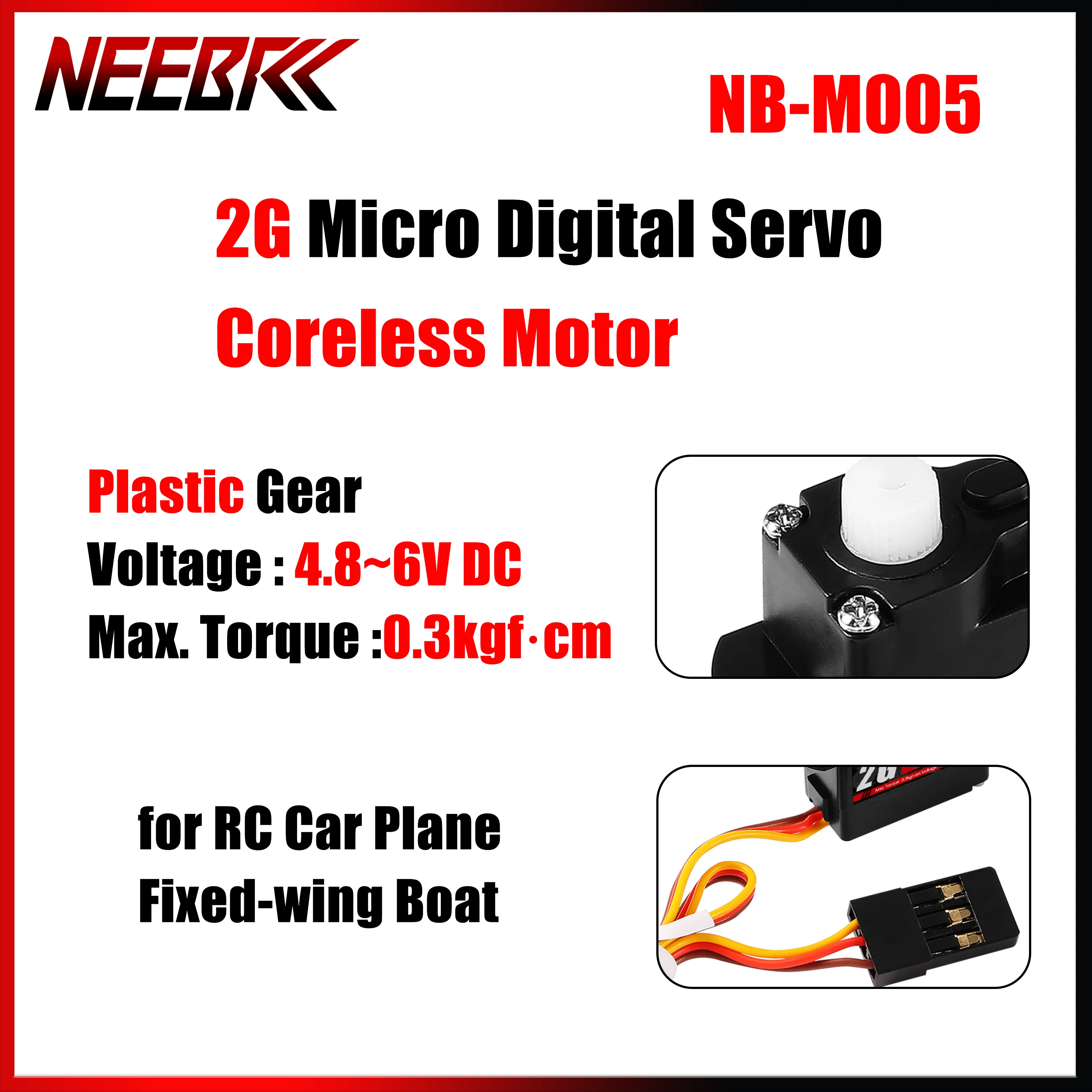 

NEEBRC 2G Micro Coreless Motor Digital Standard Servo Waterproof for RC Car Fixed-wing Plane Helicopter Robot Toy Accessories