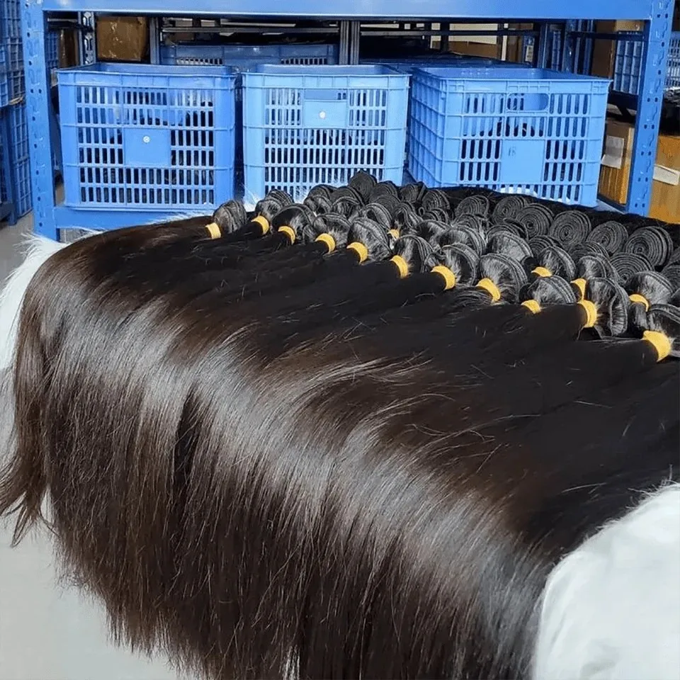 30 32 34 36 Inches Silky Straight 4 Bundles Long Straight 100% Unprocessed Brazilian Virgin Human Hair Extensionfor Full Head 1B