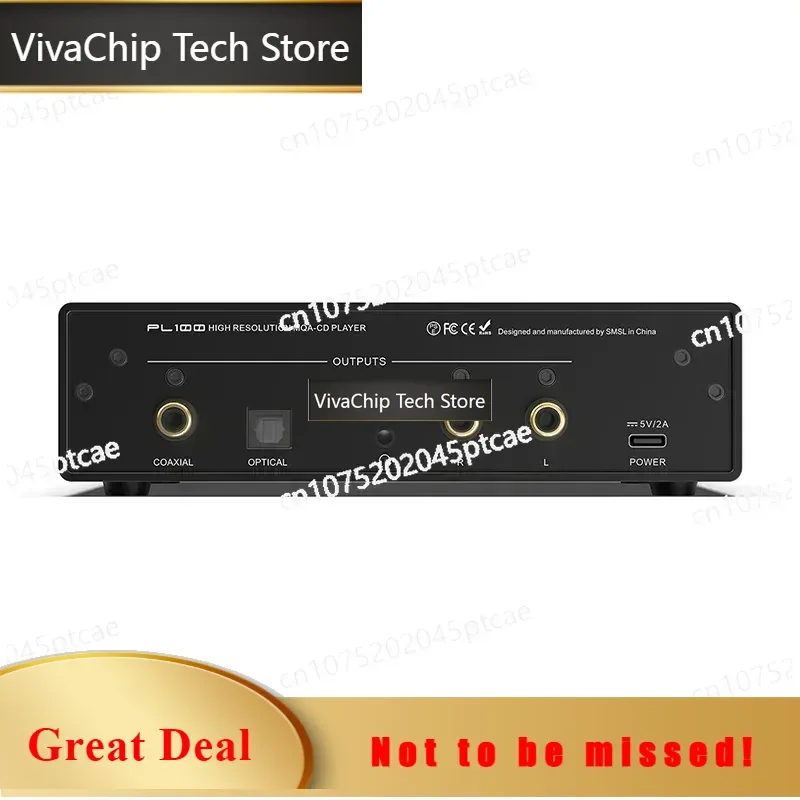 VivaCTCoaxial 3.5mm Headphone SMSL PL100 CD Player CS43131 Desktop Decoder Optical  Output with Remote Control