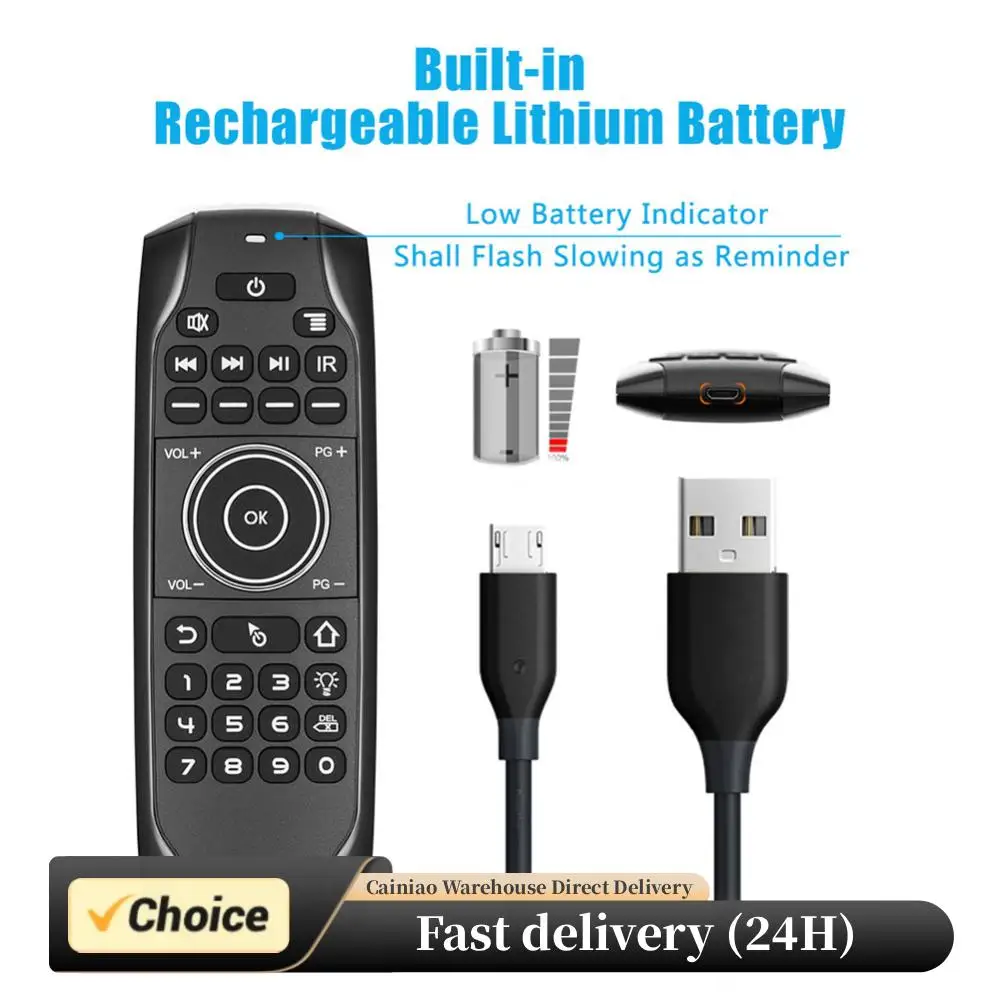 Air Mouse Remote Controller Bluetooth-compatible 3.7-4.2V Wireless Keyboard Remote Control Micro USB Charging for Android TV Box