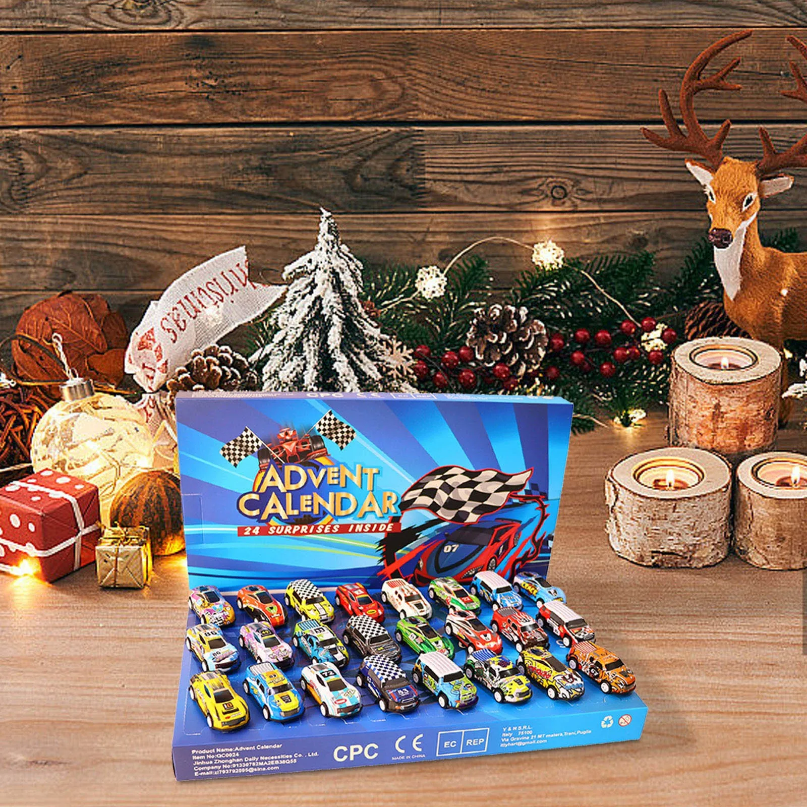 Conto alla rovescia da 24 giorni per macchinina natalizia Regalo per bambini Calendario dell'Avvento natalizio da corsa digitale Timer semaforo per bambini