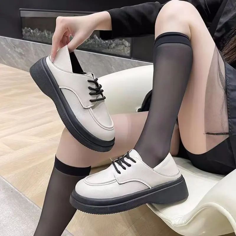 

NEW Casual Platform Shoes Women Round Toe Lace-up Chunky Oxford Shoes Spring Autumn Female Shoes Handmade Vulcanized Fashion 40