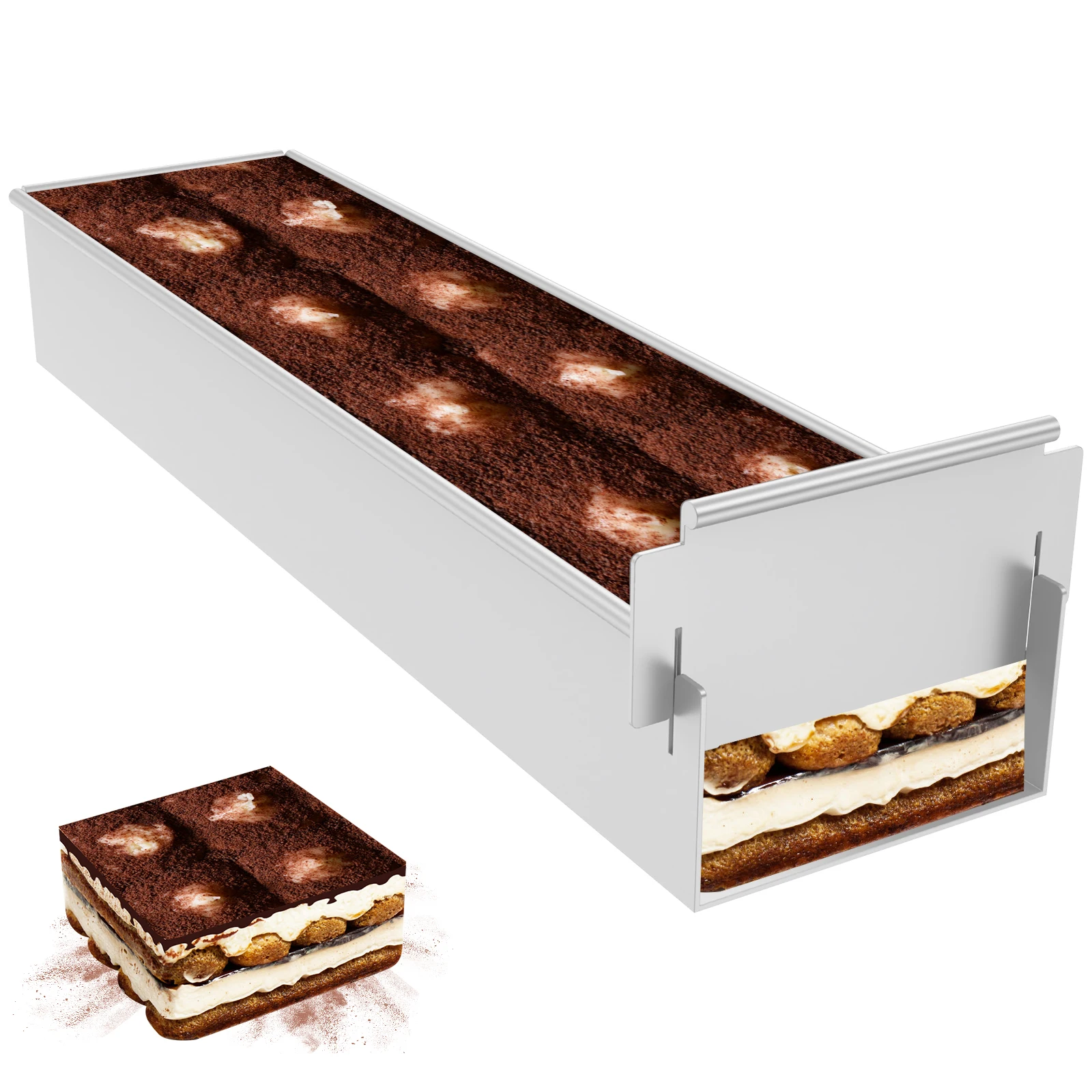 Rechteckige Kuchenform Antihaft-Tiramisu-Pfanne Kuchenbackblech Aluminiumlegierung Tiramisu-Dessert-Formen Multifunktionale Käsekuchenform