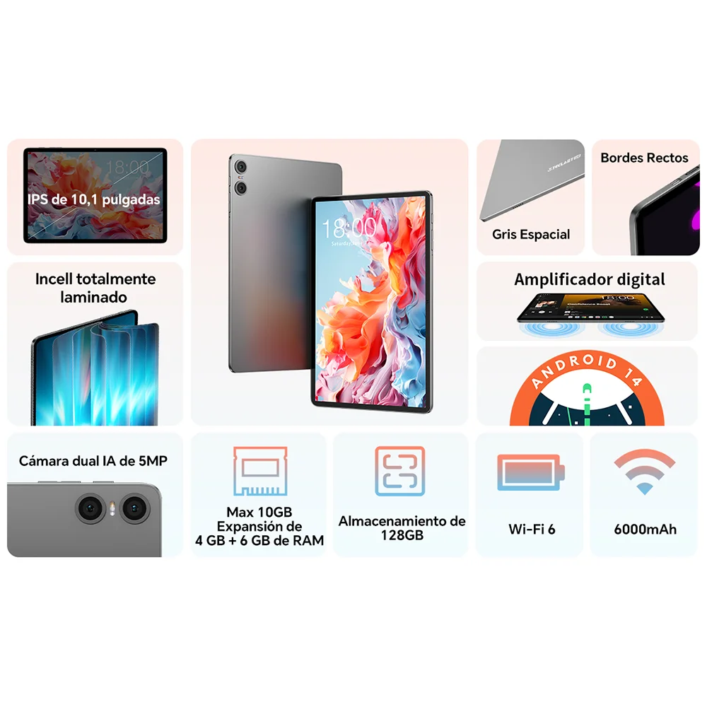 Teclast M50 Pro, Android 13 tablet, UNISOC T616 10,1 inch, eight core, 1920x1200 FHD, (8GB + 8GB)Max.16GB RAM, ROM 256GB, 4G network, Dual Wifi,