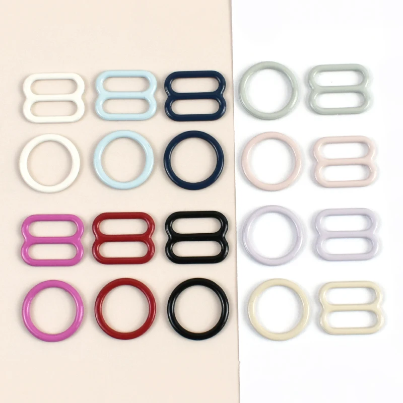 

20-100Pcs Meetee 8 Shape Bra Buckles 10mm O Ring Metal Adjuster Sliders Webbing Strap Carabiners and Hooks Bikini Closure Clasp