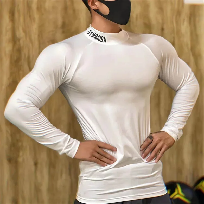 Spring autumn high quality compress Tight sports T-shirt quick drying elasticity long sleeved T-shirt men running fitness tops