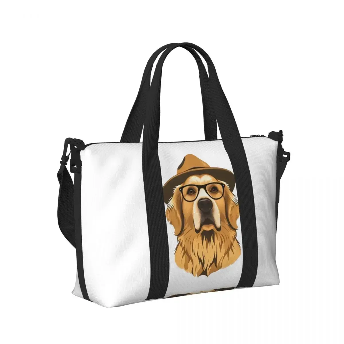 

Funny Golden Retriever Beach Travel Bag Large Capacity Tote Bags for Gym Sport Women Shopping Duffle Shoulder Bag