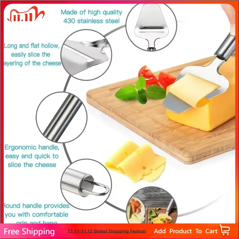 

1PC Stainless Steel Cheese Slicer Heavy Duty Plane Cheese Cutter Non-Stick Cheese Slicer Knife Server KC0331