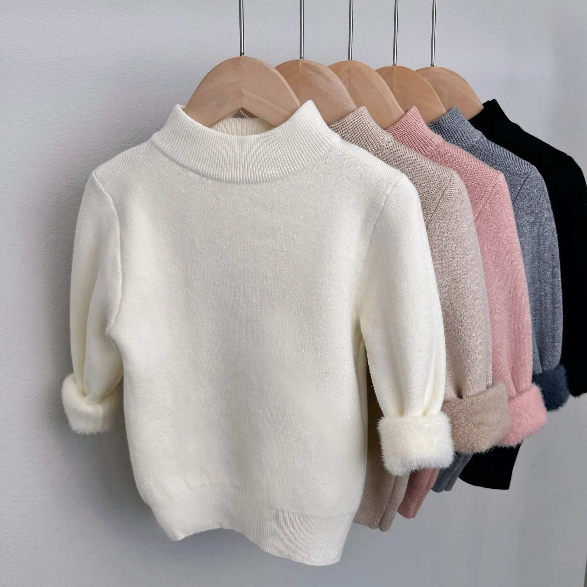 

Kids Sweater Cozy Soft High Neck Pullover for Toddlers Fleece Warm Winter Boys Girls Knitwear Tops School Children Clothes 10 Y
