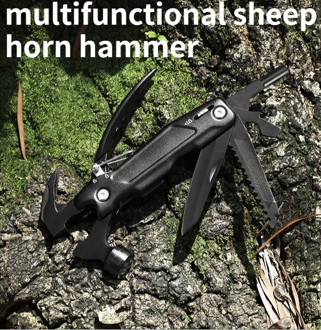 

Multifunctional Portable Sheep Horn Hammer Combination Tool Camping Nail Hammer Outdoor EDC Tool