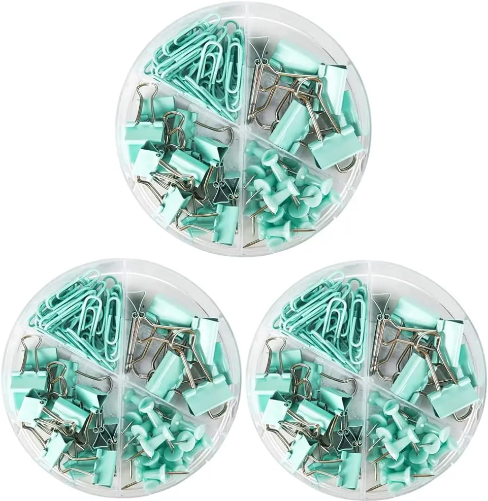 

Metal Binder Clips Set with Push Pins, Assorted Sizes, Cute Office Supplies for Teacher Desk Must Haves