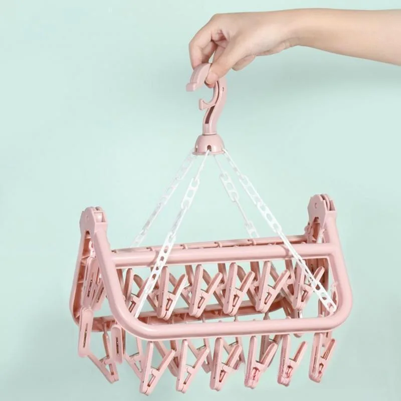 

Foldable Clothes Hanger Socks Underwear Drying Multi-Functional Clip Storage Clothes Rack Student Dormitory Underwear Hanger