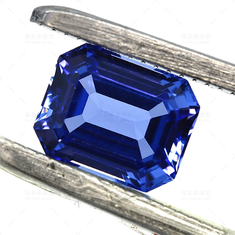 Wholesale Lab Grown Gemstones Gemstone VVS Clarity Color Diamond Blue Emerald Cut 1ct loose stone fine jewelry