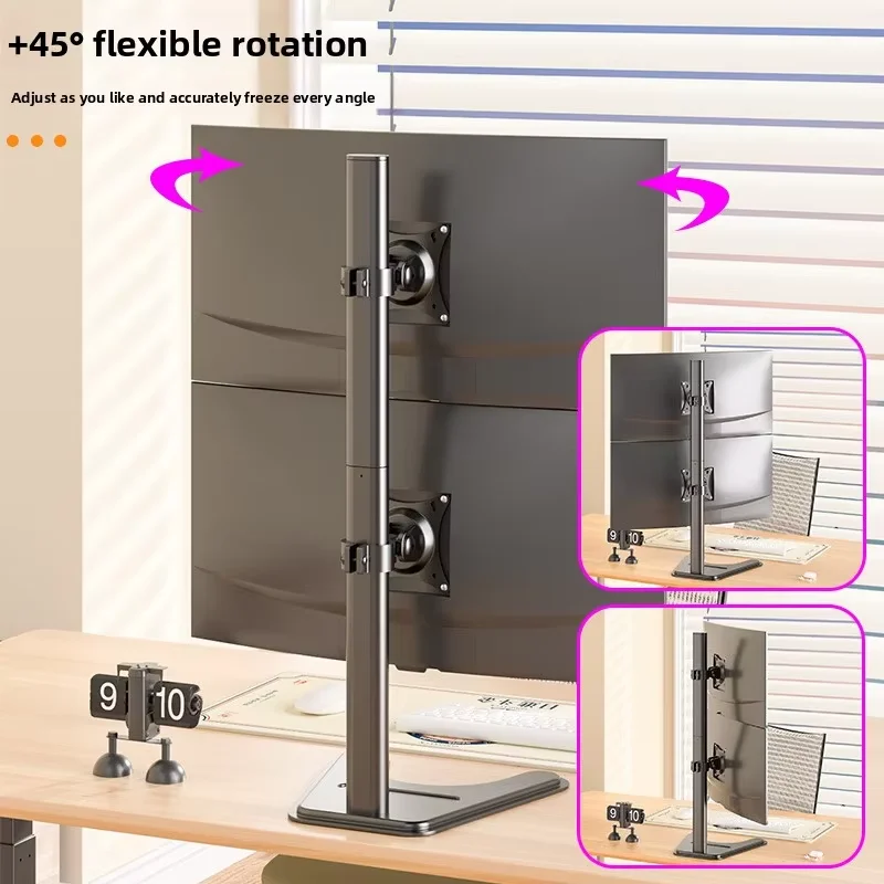 Dual Monitor Stand 17-32 Inch 10KG Load Cold Rolled Steel VESA 75/100 Vertical Free Standing Dual Screen Desktop Mount Bracket