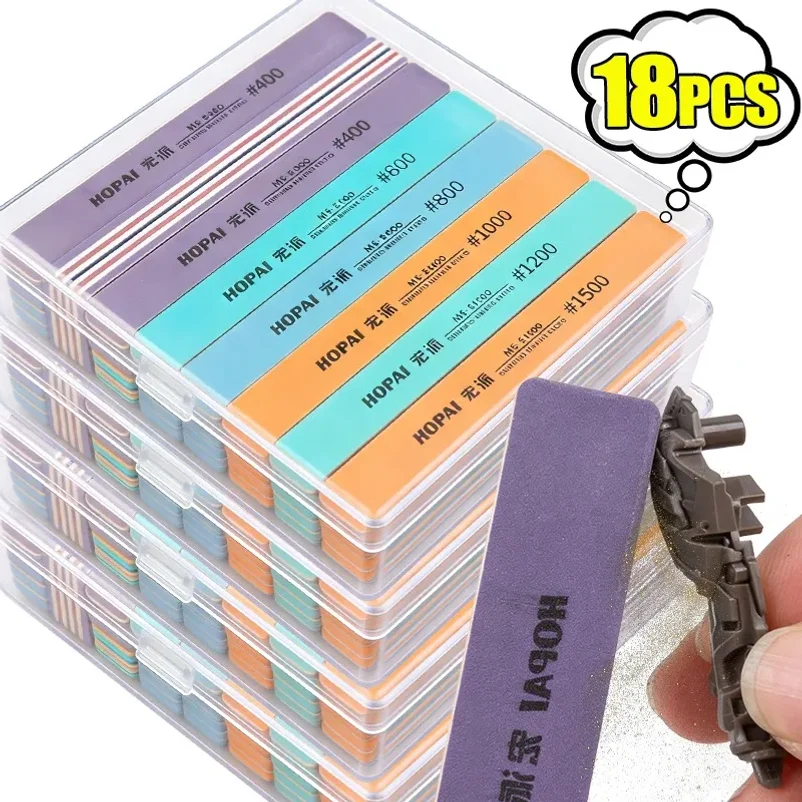1/18pcs MS-E400-1500 Sanding Sticks Set Home Semi-Rigid Sandpaper Sticks Wet Dry Use DIY Assembling Model Detail Polishing Tools