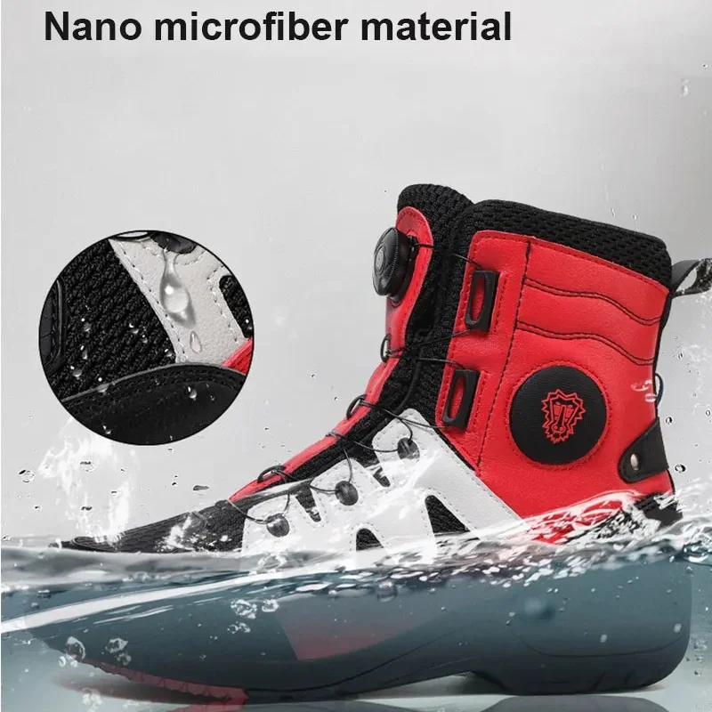 JG WOLVES Motorcycle Boots Men Moto Riding Boots Breathable Motorcycles Shoes Motorbike Chopper Cruiser Touring Ankle Shoes view 2