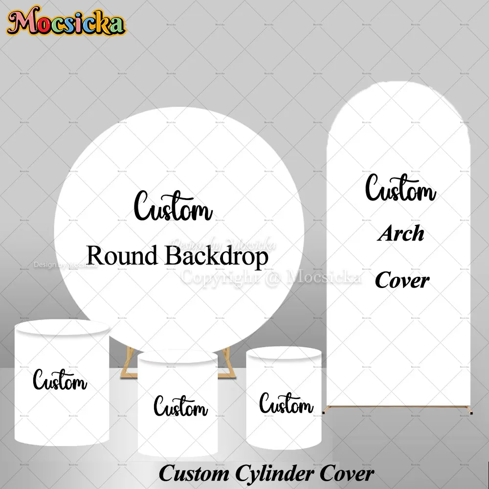 Mocsicka personnalisé taille personnalisée couverture arquée fond élastique Spandex 2 faces toile de fond anniversaire mariage fête ensemble Photozone