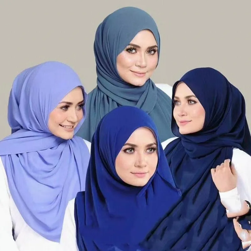 

70*180cm Muslim Chiffon Hijab Shawls Scarf Women Solid Color Head Wraps Women Hijabs Scarves Ladies Foulard Femme Muslim N24