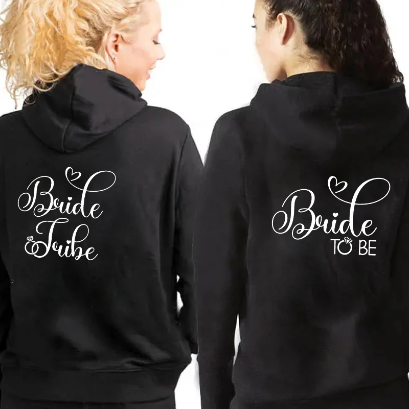 Bride To Be Y2k Zip Up Hoodies Team Bride Tribe Bridesmaid Sweatshirts Bachelorette Engagement Wedding Party Black Hooded Shirt