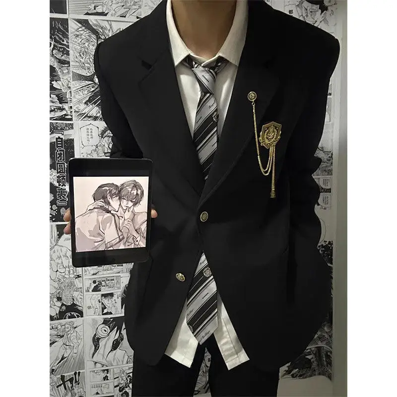 Japanese Style Badge DK Uniform Male Adult Ceremony Complete Set College Style JK Suiting Couple Clothes Western Suit