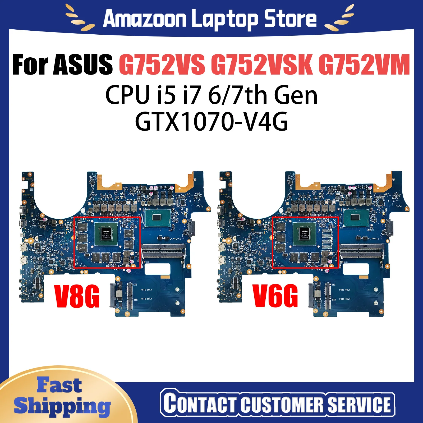 G752VS Mainboard For ASUS ROG G752VSK G752VM G752V Laptop Motherboard I5 I7 6th/7th Gen CPU GTX1070/V8G