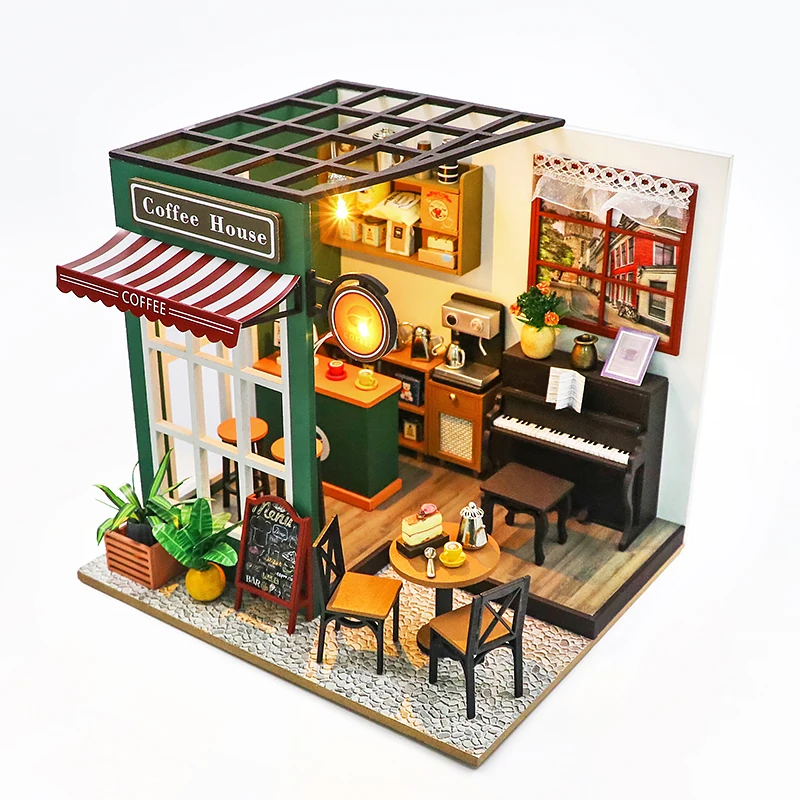 Wooden Miniature Doll House 3D Puzzle Toy Assembled DollHouses Building Model Kit Making Room Toys Decorations With Furniture