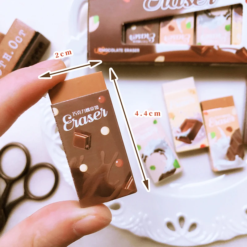 office supplies Students Cool Prizes Kawaii Stationery Cute Rubber School Supplies kit Novelty Gift Chocolate Eraser for Kids