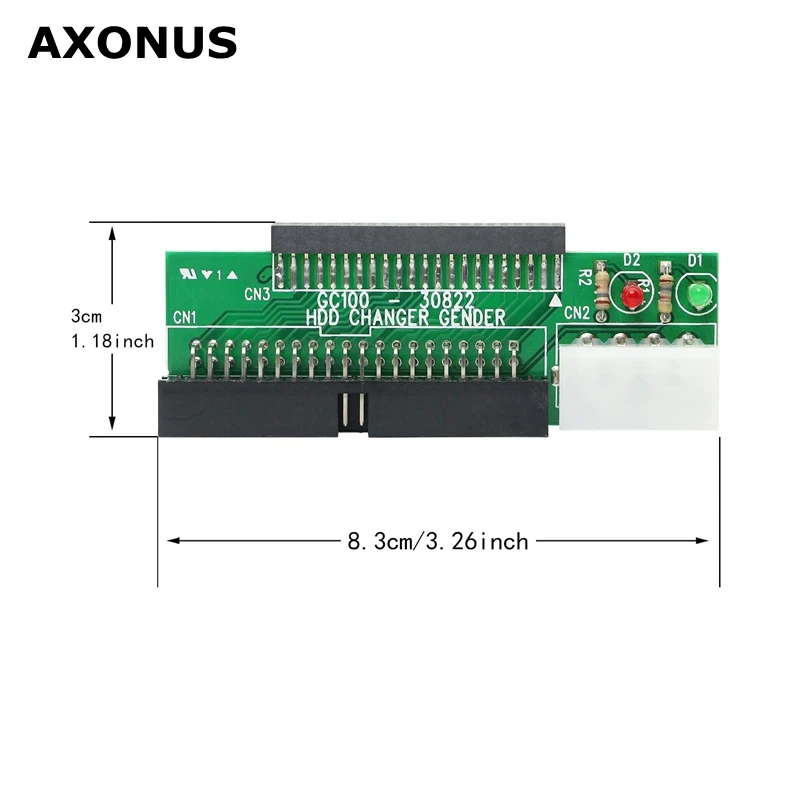 2.5 to 3.5 IDE Adapter,2.5 Inch 44 Pin Hard Disk Drive Laptop IDE to 40 Pin 3.5 Inch Desktop PC PATA Port Converter Card Adapter