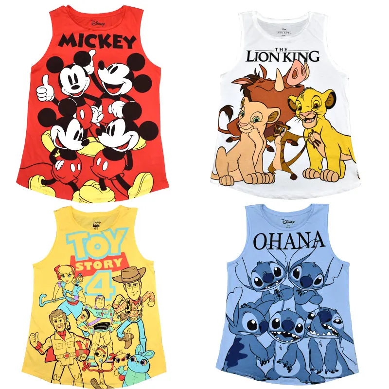 Tank Top women Disney Mickey Stitch sports Basketball football Women's Toy Story Lion King Cartoon Loose Size Summer Thin y2k