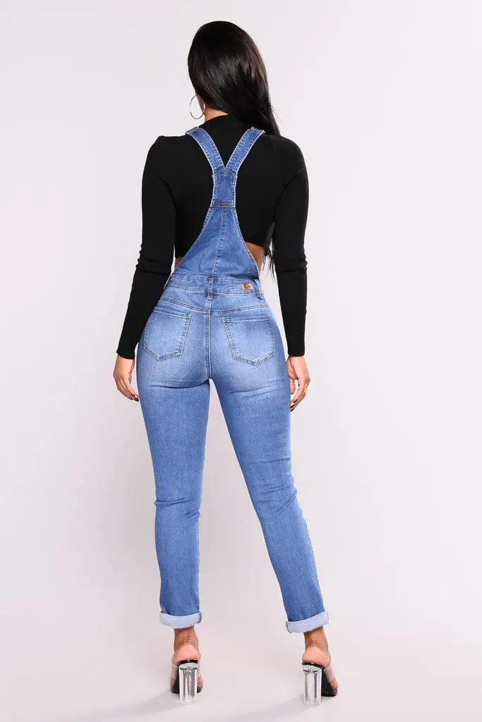 Fashion Women Denim Jumpsuit Ladies Spring Fashion Loose Jeans Rompers Female Casual  Overall Playsuit With Pocket 9598