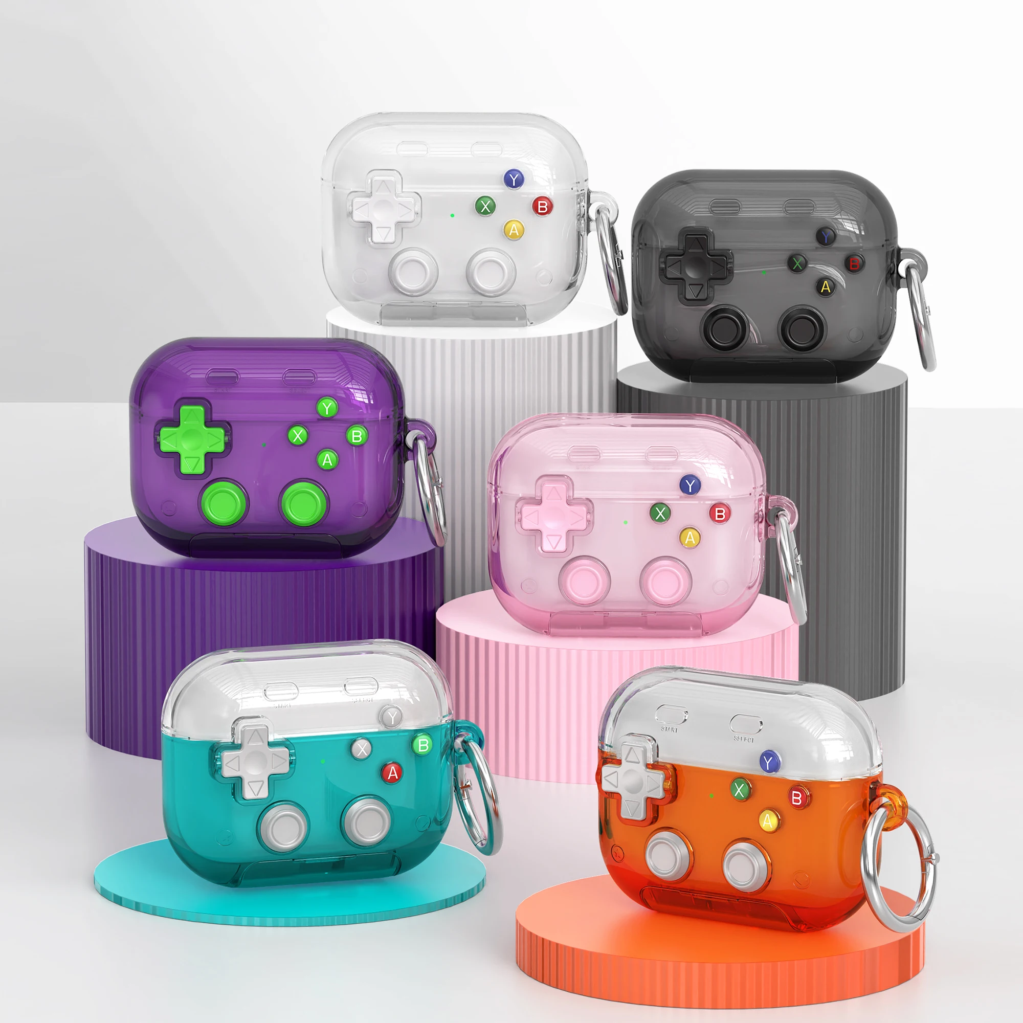 For AirPods Pro 3 Pro 2 1 4 Case with Secure Lock Clip Protective Cover Headphone Accessories Hard Shell Game Console Design